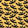 Vector flying vampire bats seamless pattern. Halloween backgrounds and textures in flat cartoon gothic style Royalty Free Stock Photo