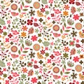 Vector folk art colorful floral seamless pattern background Royalty Free Stock Photo