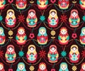 Seamless pattern with Russian dolls Royalty Free Stock Photo