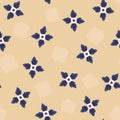 Vector Folklore Daisies on Warm Yellow seamless pattern background.