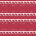 Vector Folklore Floral Border on Red Seamless Pattern Background.