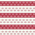 Vector Folklore Floral Stripes with Red Seamless Pattern Background.