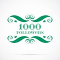 Vector 1000 followers badge over white