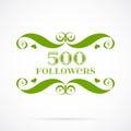 Vector 500 followers badge over white