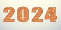 Vector font build out of red bricks. New Year numerals isolated on white background Royalty Free Stock Photo