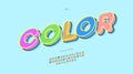 Vector font color 3D bold style