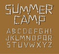 Vector font design. Alphabet made of birch tree logs. Royalty Free Stock Photo