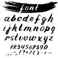 Vector font. Lettering. Hand writing ink. Uppercase characters. Royalty Free Stock Photo