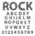 Vector font made of rocks polygon