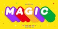 Vector font magic 3D bold colorful style trendy typography