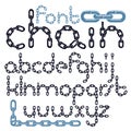 Vector font, trendy typescript can be used in poster creation. Lower case decorative letters created using metal connected chain Royalty Free Stock Photo