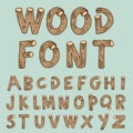 Vector font wood style - Vector illustration Royalty Free Stock Photo