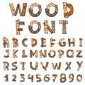 Vector font wood style - Vector illustration Royalty Free Stock Photo
