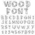 Vector font wood style.- Vector illustration Royalty Free Stock Photo