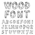 Vector font wood style.- Vector illustration Royalty Free Stock Photo