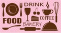 Vector of food,drink,bakery and coffee