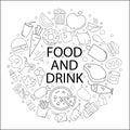 Vector Food and drink pattern with word. Food and drink background