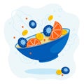 Vector food illustration, fruit salad. Royalty Free Stock Photo