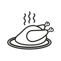 Vector food logo design. Black and white baked turkey icon