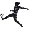 Vector football (soccer) player silhouette with ba Royalty Free Stock Photo