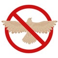 Vector forbidden sign with flying bird isolated from background. Hunting and shooting is prohibited. Do not catch rare birds Royalty Free Stock Photo