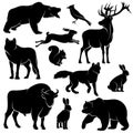 Vector forest animals for wood design. Zoology collection Royalty Free Stock Photo