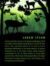 Vector forest background design template with mountains and animals Royalty Free Stock Photo