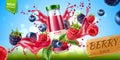 Vector forest berry mix juicy splash motion Royalty Free Stock Photo