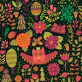 Vector forest design, floral seamless pattern Royalty Free Stock Photo
