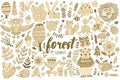 Vector forest elements in doodle childish style Royalty Free Stock Photo