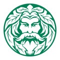 Vector forest king head, green king face logo. Royalty Free Stock Photo