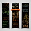 Vector forest vertical bannes set.