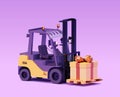 Vector forklift with gift box