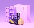 Vector forklift and warehouse pallet racking