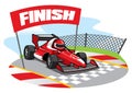 Formula racing car reach the finish line