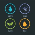 Vector four elements air water fire earth symbol logo. Nature abstract design concept four element Royalty Free Stock Photo