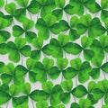 Vector four-leaf clover seamless pattern background. Lucky fower-leafed green background for festival St Patrick`s Royalty Free Stock Photo