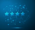 Vector Four stars blue background with lines, dots, technology concept Royalty Free Stock Photo