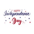 Vector Fourth of July hand lettering.Happy Independence Day of United States of America Royalty Free Stock Photo