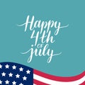 Vector Fourth of July hand lettering inscription for greeting banner etc.Happy Independence Day calligraphic background. Royalty Free Stock Photo