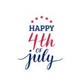 Vector Fourth of July hand lettering inscription for greeting card etc. Happy Independence Day calligraphic background. Royalty Free Stock Photo