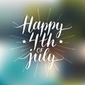 Vector Fourth of July hand lettering inscription for greeting card etc. Happy Independence Day calligraphic background. Royalty Free Stock Photo