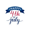 Vector Fourth of July hand lettering inscription for greeting card etc. Happy Independence Day calligraphic background. Royalty Free Stock Photo