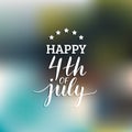 Vector Fourth of July hand lettering inscription for greeting card etc. Happy Independence Day calligraphic background. Royalty Free Stock Photo