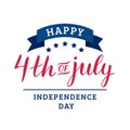 Vector Fourth of July hand lettering inscription for greeting card etc. Happy Independence Day calligraphic background. Royalty Free Stock Photo