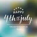 Vector Fourth of July hand lettering inscription for greeting card etc. Happy Independence Day calligraphic background. Royalty Free Stock Photo