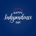 Vector Fourth of July hand lettering inscription for greeting card etc. Happy Independence Day calligraphic background. Royalty Free Stock Photo