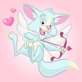 Vector fox cupid with bow and arrow. Illustration of a white fox cupid for St Valentine's Day. Vector Royalty Free Stock Photo