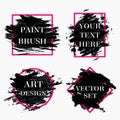 Vector frame with black paint brush strokes Royalty Free Stock Photo