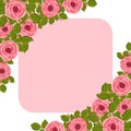 Vector frame with blooming roses. Floral illustration for postcard, poster, invitation decor etc. Flowers for spring and Royalty Free Stock Photo